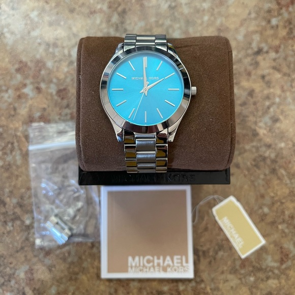 MICHAEL KORS Slim Runway Silver Turquoise Stainless Watch - Picture 3 of 5